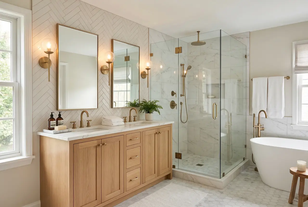 Luxury bathroom renovation by Ferolla