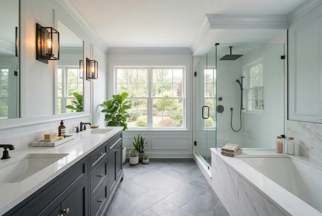 Luxury bathroom renovation by Ferolla